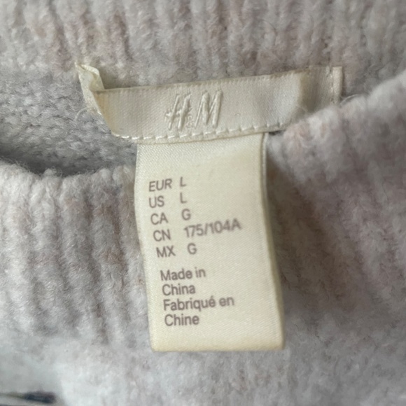 H&M beige wool sweater embroidered with birds size L for women - Picture 7 of 7